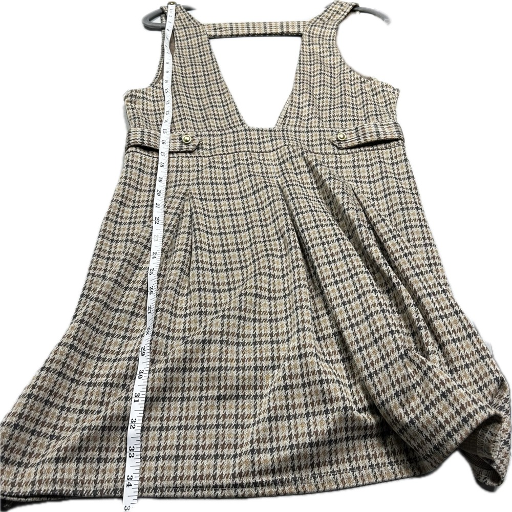 American Eagle Pinafore Dress Women M Brown Houndstooth Academic Dark Academia - Picture 7 of 8